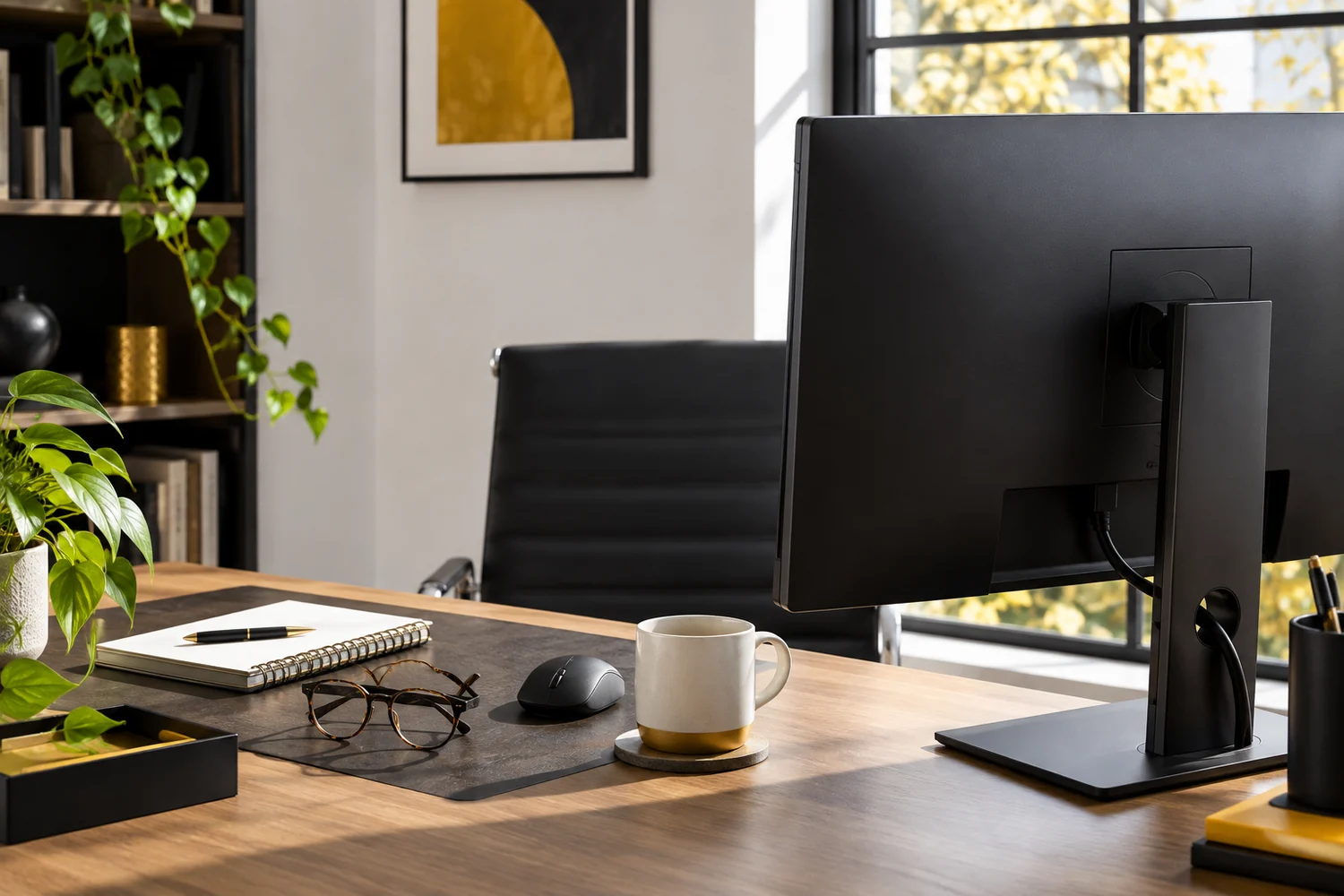 Espacio tranquilo con una computadora sin marca